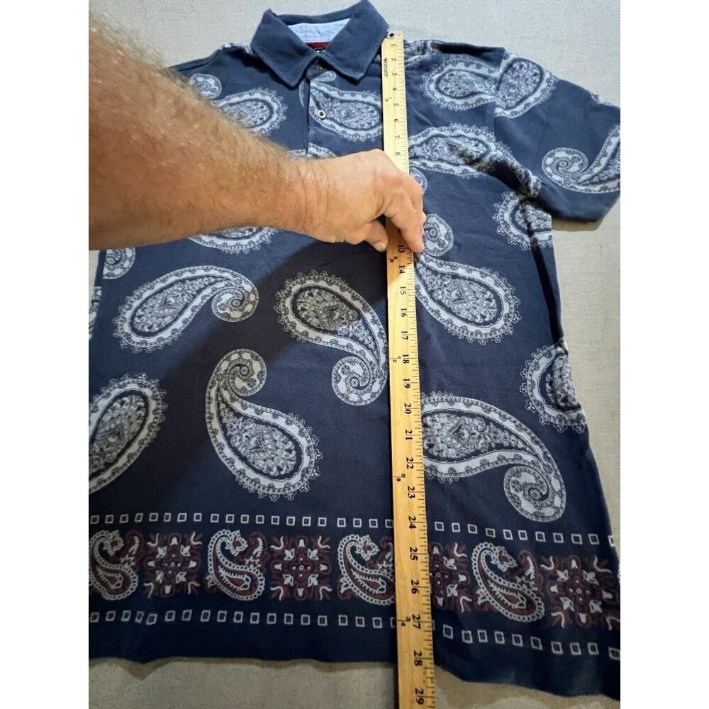 Vintage Tommy Hilfiger Mens Small Blue Paisley Button Short Sleeve Y2K. - Picture 9 of 10